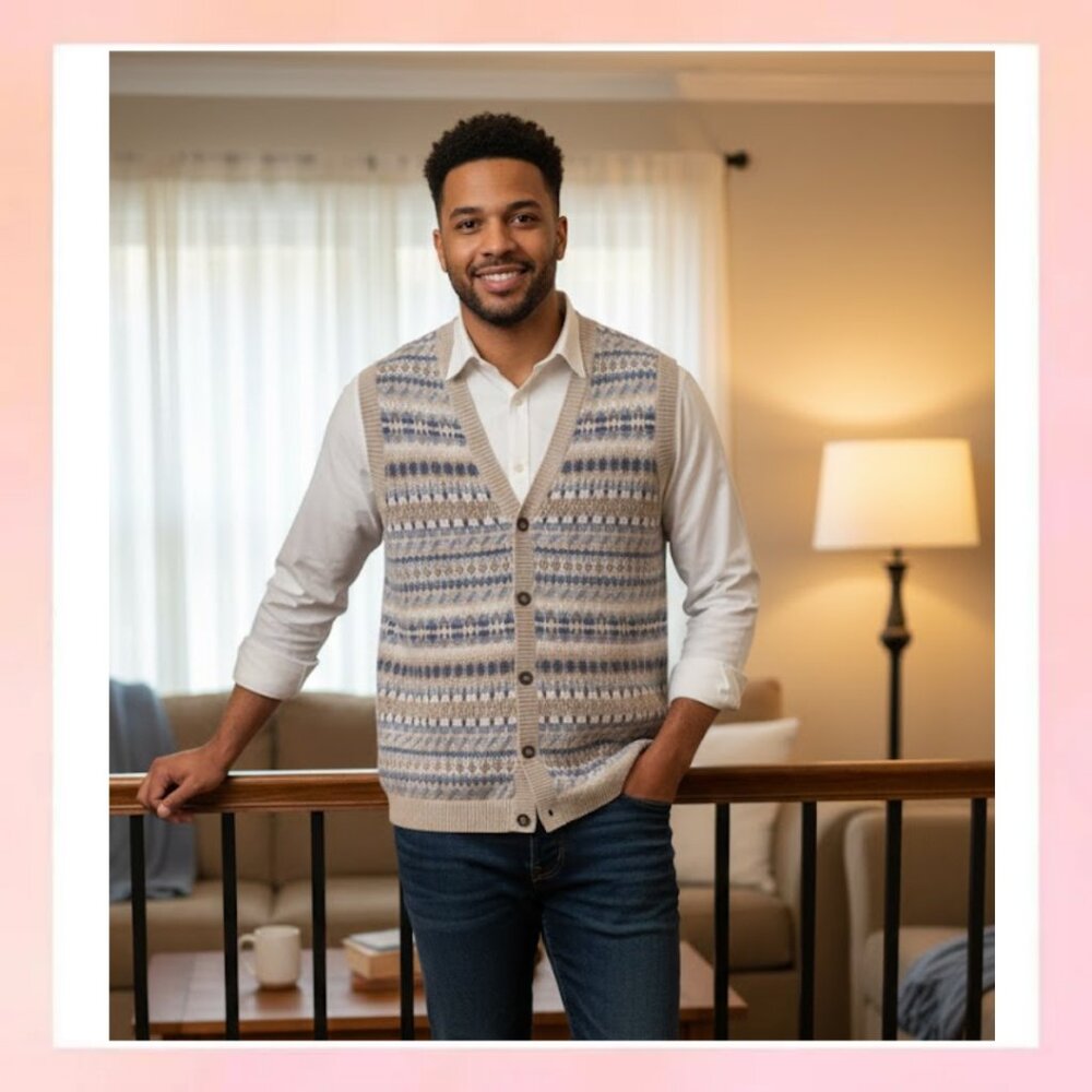 Christopher & Banks Fair Isle Knit Button Front Sweater Vest - Size M